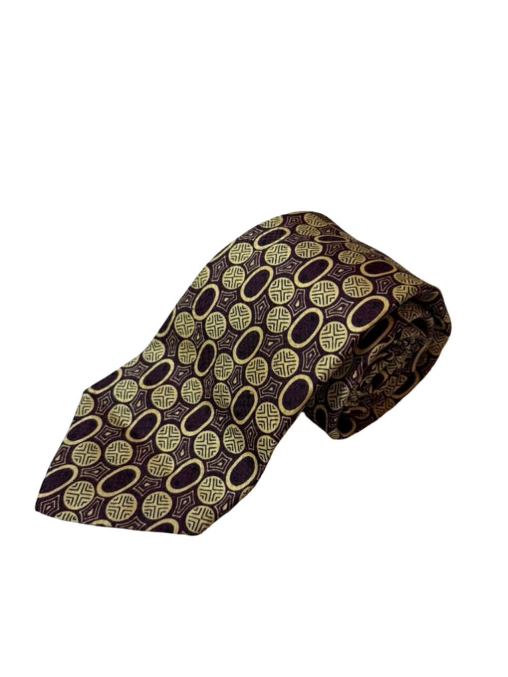Brooks Brothers Makers All Silk Tie Geometric Burgundy Gold Made USA